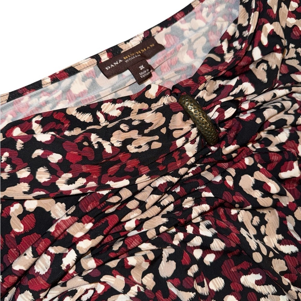 Dana Buchman Red and Black Animal Print Blouse - Picture 3 of 5